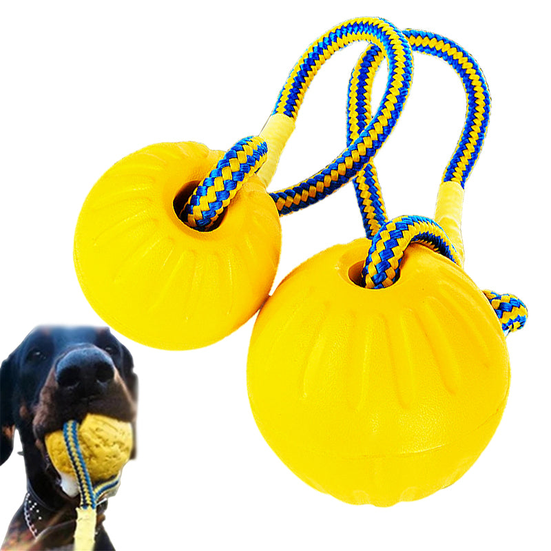 Euro Joe Natural Rope Ball Toy with Handle - Custom Canine Unlimited