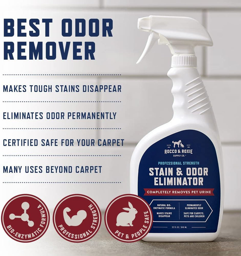 Stain & Odor Eliminator for Strong Odor, 32Oz Enzyme Pet Odor Eliminator for Home, Carpet Stain Remover for Cats & Dog Pee, Enzymatic Cat Urine Destroyer, Carpet Cleaner Spray