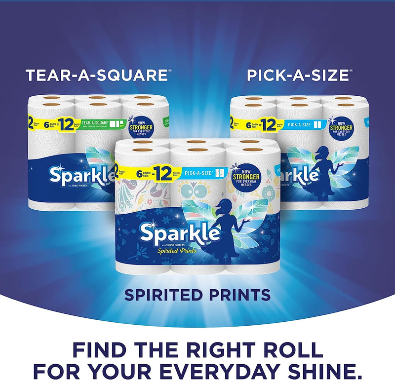 Pick-A-Size Paper Towels, Spirited Prints, 6 Double Rolls = 12 Regular Rolls, Everyday Value Paper Towel with Full and Half Sheets