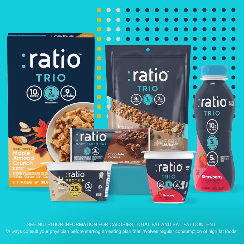 Ratio Toasted Almond Granola Cereal, 2G Sugar, Keto Friendly, 8 OZ Resealable Cereal Bag