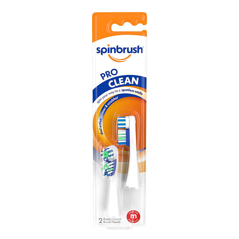 Pro Clean Replacement Heads, Medium Bristles, for Battery Toothbrush, 2-Pack