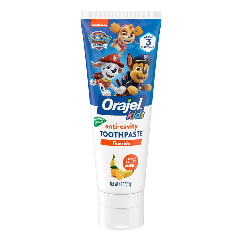 Kids Paw Patrol Anti-Cavity Fluoride Toothpaste, Natural Fruity Bubble Flavor, 4.2Oz Tube