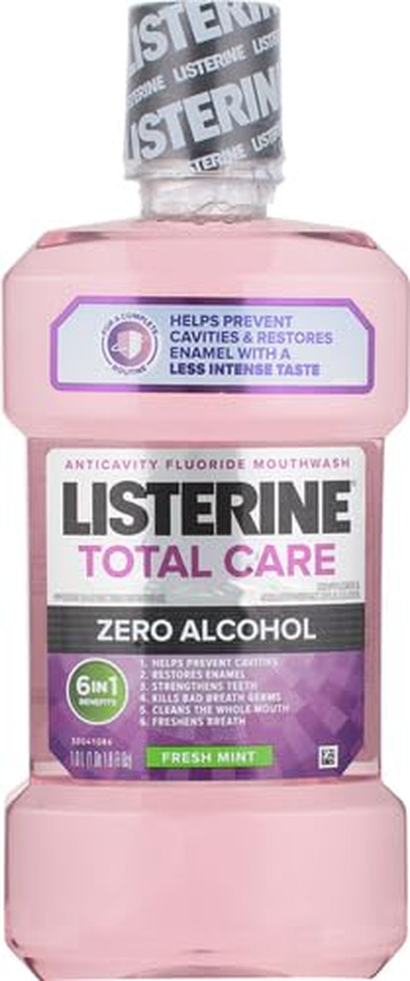 Total Care Alcohol-Free Anticavity Mouthwash, 6 Benefit Fluoride Mouthwash for Bad Breath and Enamel Strength, Fresh Mint Flavor, 1 L