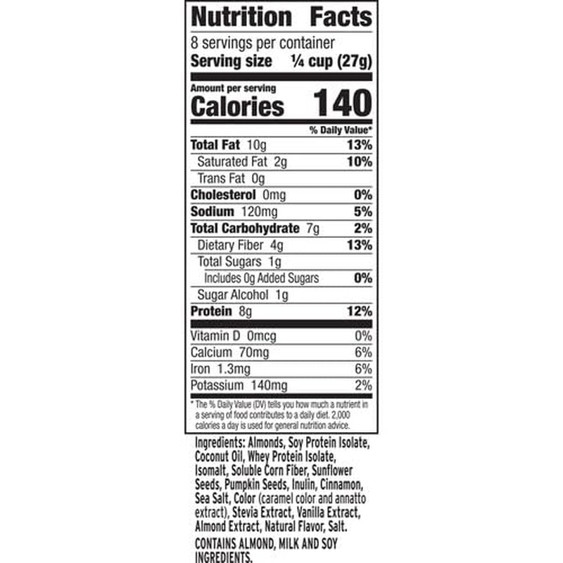 Ratio Toasted Almond Granola Cereal, 2G Sugar, Keto Friendly, 8 OZ Resealable Cereal Bag