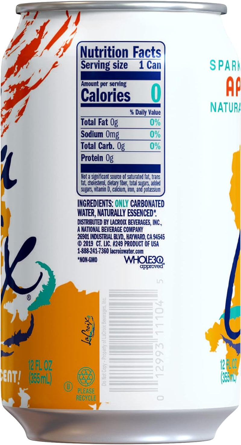 Sparkling Water, Apricot, 12 Fl Oz (Pack of 12)