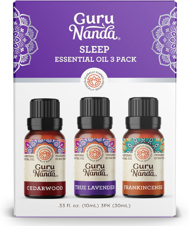 Sleep Essential Oil Set (Pack of 3 X 0.34 Fl Oz) - 100% Pure, Natural & Undiluted Cedarwood, Frankincense & Lavender Aromatherapy Oils for Diffuser - Perfect for Massages & DIY Recipes