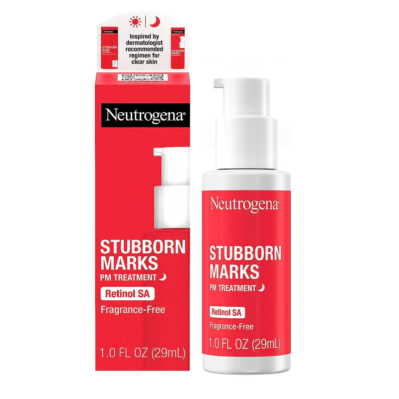 Stubborn Marks PM Treatment with Retinol SA, Face-Exfoliating Treatment to Help Reverse the Look of Post-Acne Marks & Uneven Skin Tone, Oil-Free, Non-Comedogenic, PM Treatment, Unscented, 1.0 Fl Oz