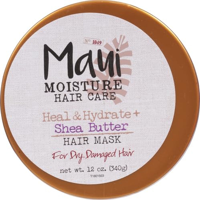 Heal & Hydrate + Shea Butter Hair Mask & Leave-In Conditioner Treatment to Deeply Nourish Curls & Help Repair Split Ends, Vegan, Silicone, Paraben & Sulfate-Free, 12 Oz