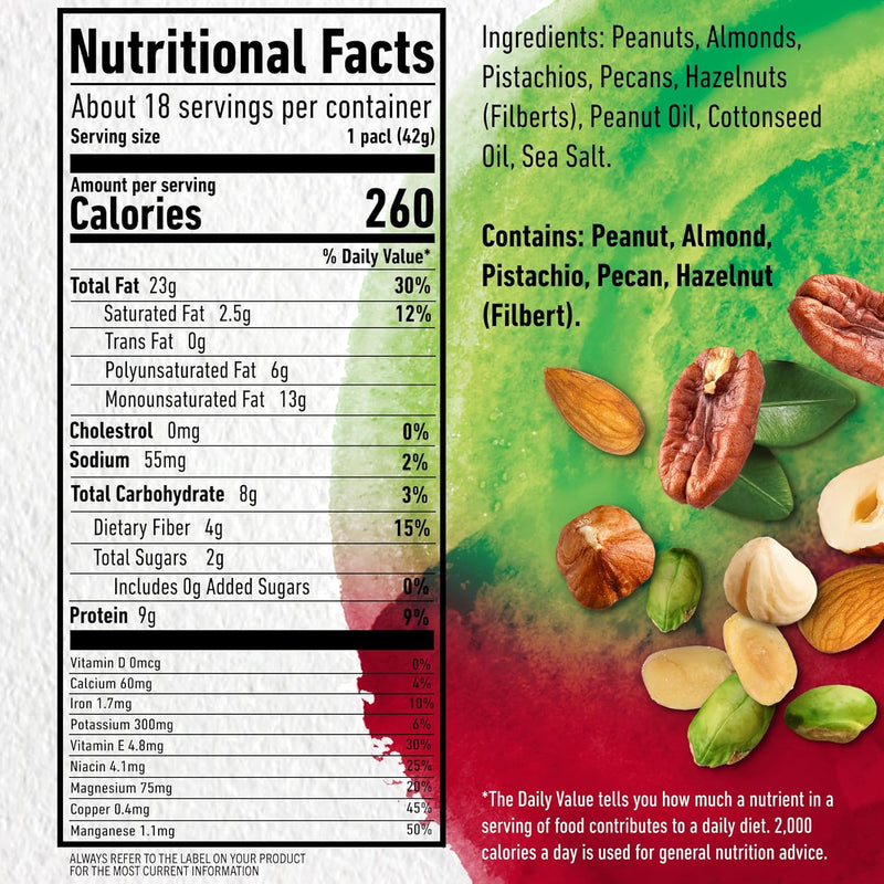 Nut-Rition Heart Healthy Nut Mix, Snack Mix, 1.5 Oz, 18 Count