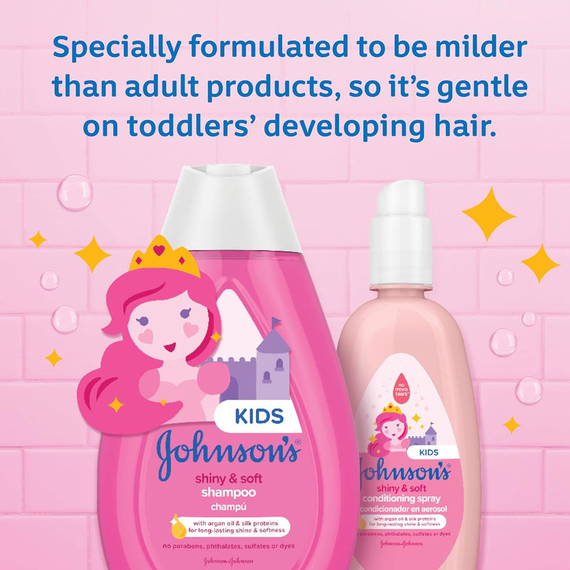 Shiny & Soft Tear-Free Kids' Hair Conditioning Spray with Argan Oil & Silk Proteins, Paraben, Sulfate & Dye-Free Formula, Hypoallergenic & Gentle for Toddlers, 10 Fl Oz