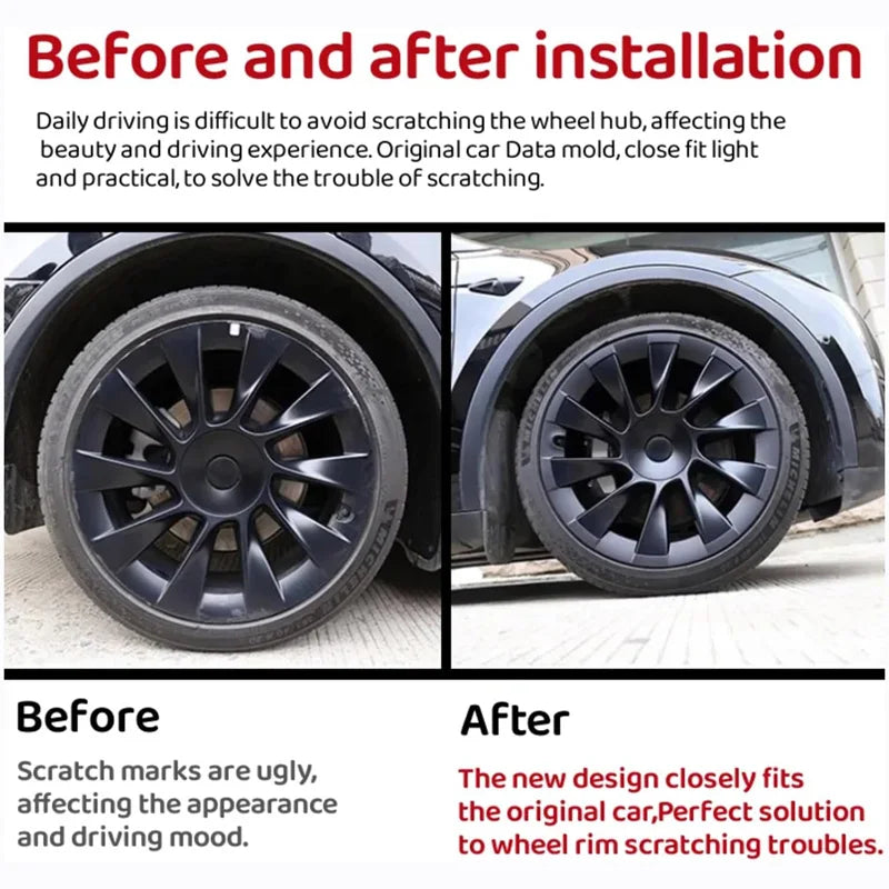 Tesla Model Y 20-inch Rim Wheel Hub Protection Patch ABS Wheel Guard Covers Short Eye-Catching Design for 2018-2024 Models