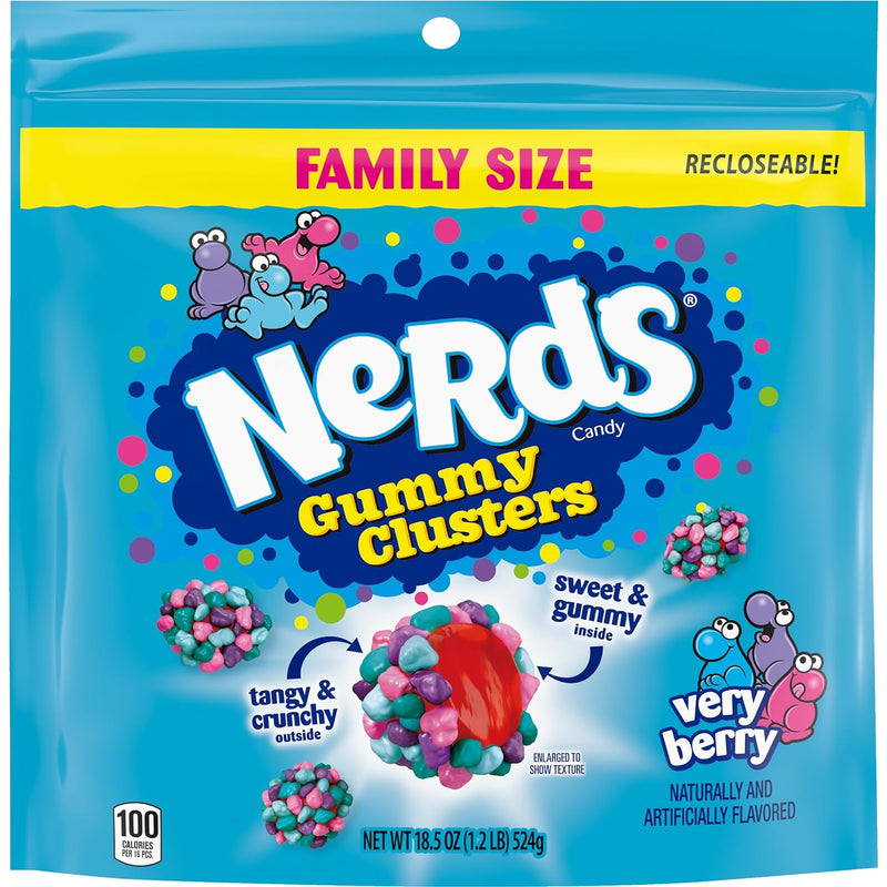 Gummy Clusters Candy, Very Berry, Resealable 18.5 Ounce Big Bag