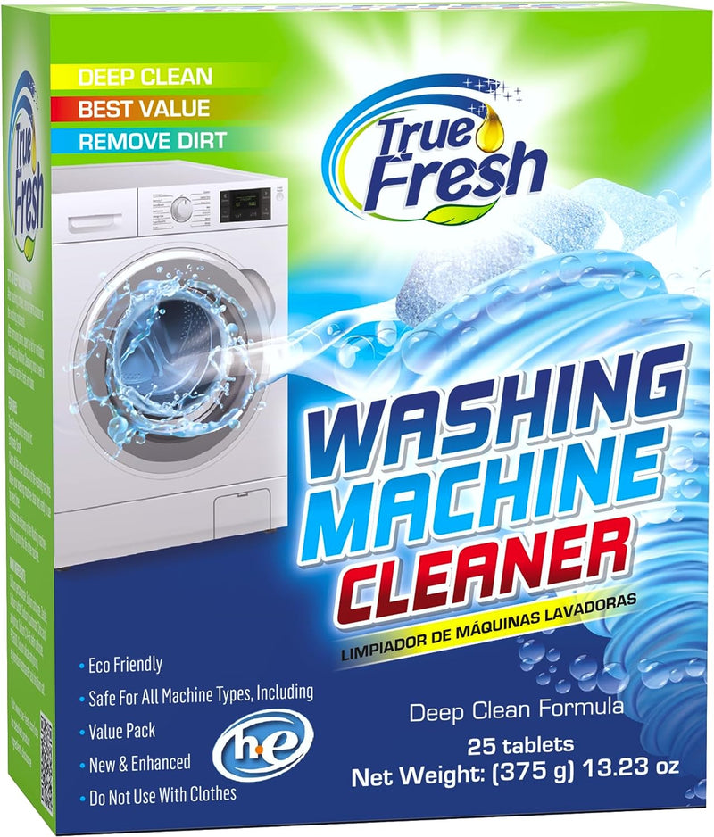 Washing Machine Cleaner Tablets 25-Pack - Deep Cleaning Washer Cleaner Tablets for Top Loader, Front Load & HE - Cleans Drum, Tub Seal & Other Parts Descaler & Septic Safe