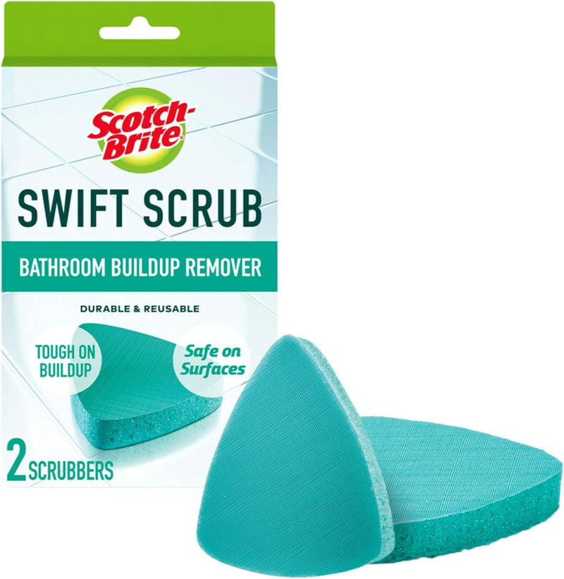 Swift Scrub Bath Cleaner Scrubbers, Soap Scum Remover for Cleaning Bathroom, Bathroom Scrubber Pads Safe for Tile, 2 Bathroom Cleaner Scrubbers