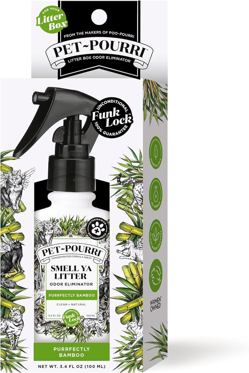 Pet-Pourri Smell Ya Litter Box Odor Freshener Spray, Purrfectly Bamboo, 3.4 Fl Oz - Bamboo (Veterinarian Recommended)