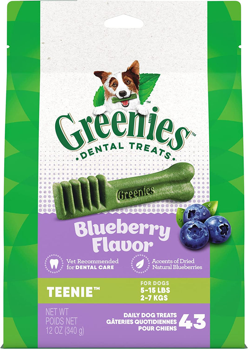 TEENIE Natural Dental Care Dog Treats Blueberry Flavor, 12 Oz. Pack (43 Treats)