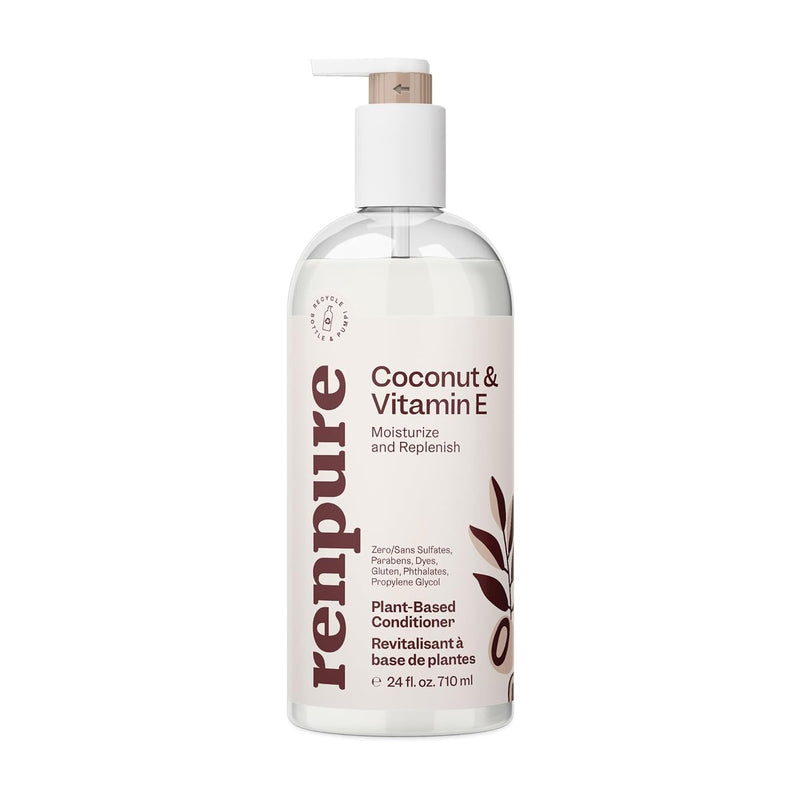 Plant Based Coconut and Vitamin E Moisturize and Replenish Conditioner - Ideal for Dry, Lifeless Hair - Leaves Hair Silky and Smooth - Paraben Free - Recyclable, Pump Bottle Design - 24 Fl Oz