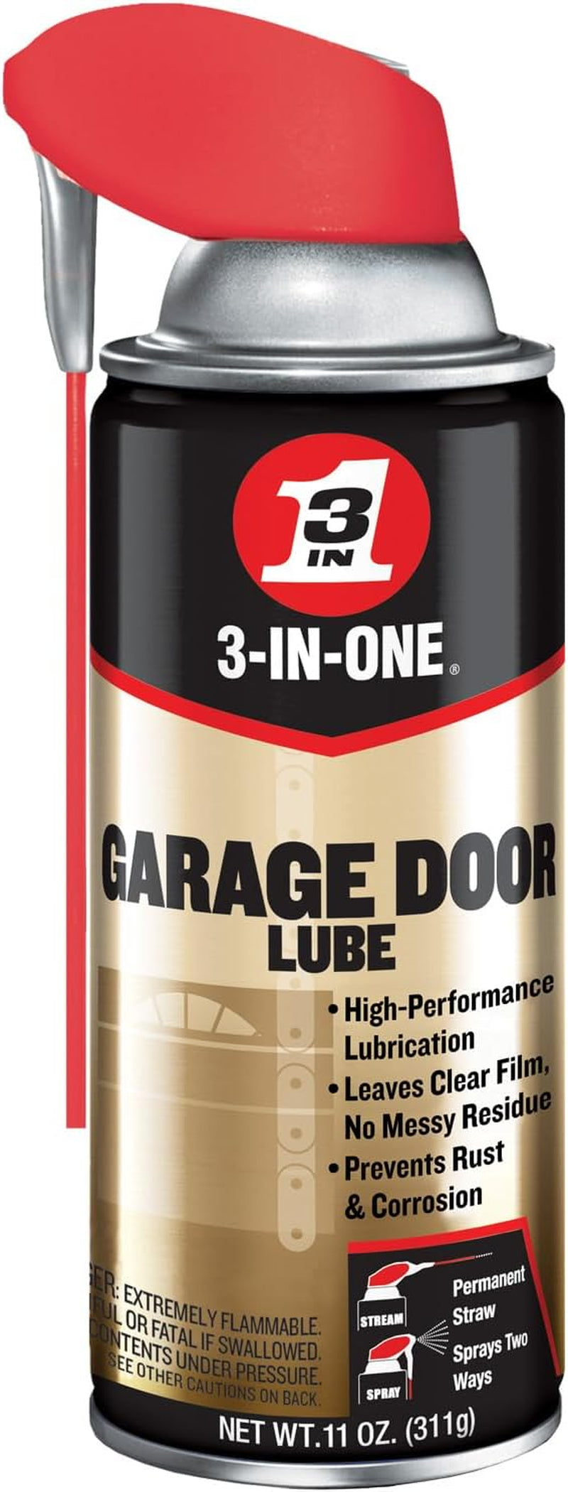 Garage Door Lubricant with SMART STRAW SPRAYS 2 WAYS, 11 OZ