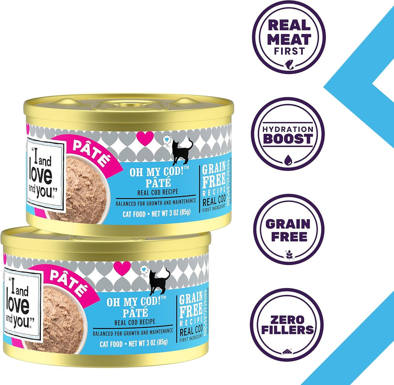 Wet Cat Food - Oh My Cod Pâté - Cod Recipe, Grain Free, Filler Free, 3Oz Pack of 4 Cans