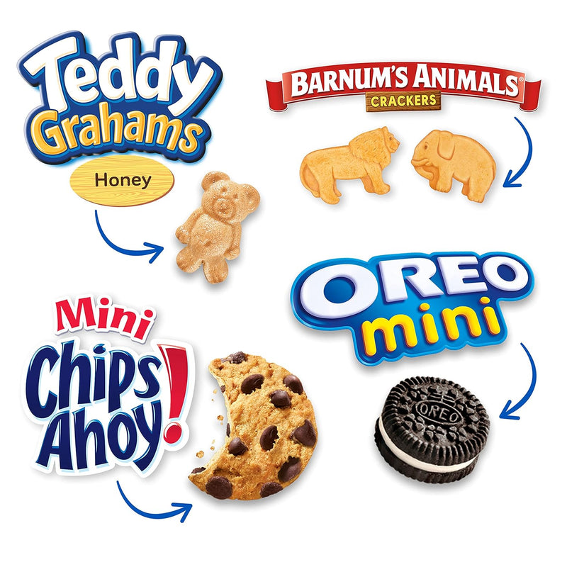 Team Favorites Variety Pack, OREO Mini, CHIPS AHOY! Mini, Teddy Grahams Honey & Barnum'S Animal Crackers, School Snacks, 30 Snack Packs