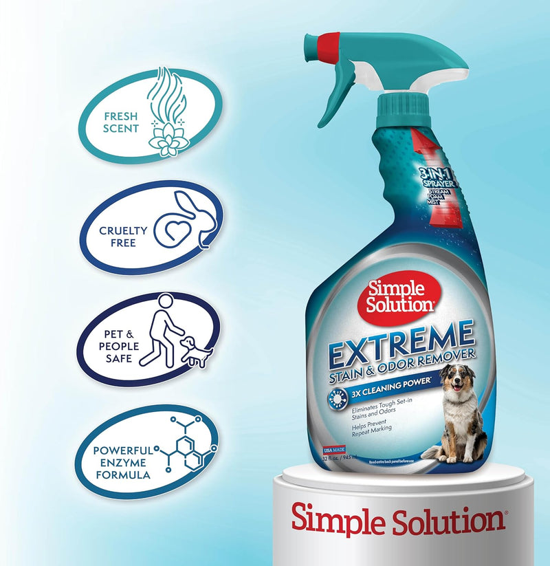 Extreme Pet Stain and Odor Remover, Enzymatic Cleaner with 3X Pro-Bacteria Cleaning Power, 32 Ounces