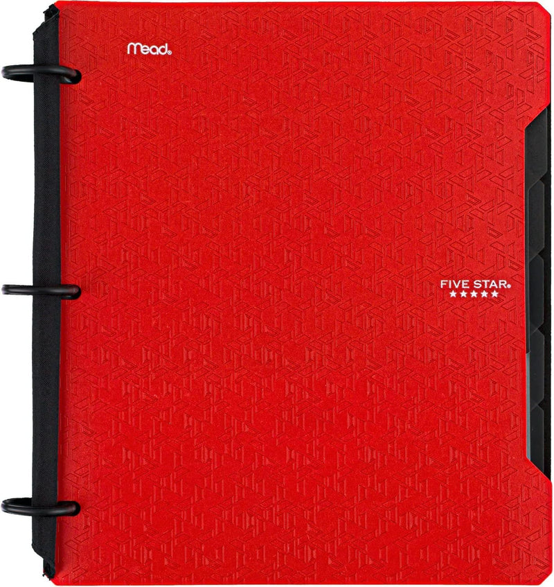 Flex Refillable Notebook + Study App, College Ruled Paper, 1 Inch Techlock Rings, Pockets, Tabs and Dividers, 200 Sheet Capacity, Red (29328AB2)