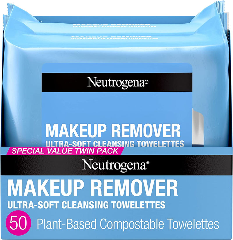 Makeup Remover Wipes, Daily Facial Cleanser Towelettes, Gently Cleanse and Remove Oil & Makeup, Alcohol-Free Makeup Wipes, 2 X 25 Ct.