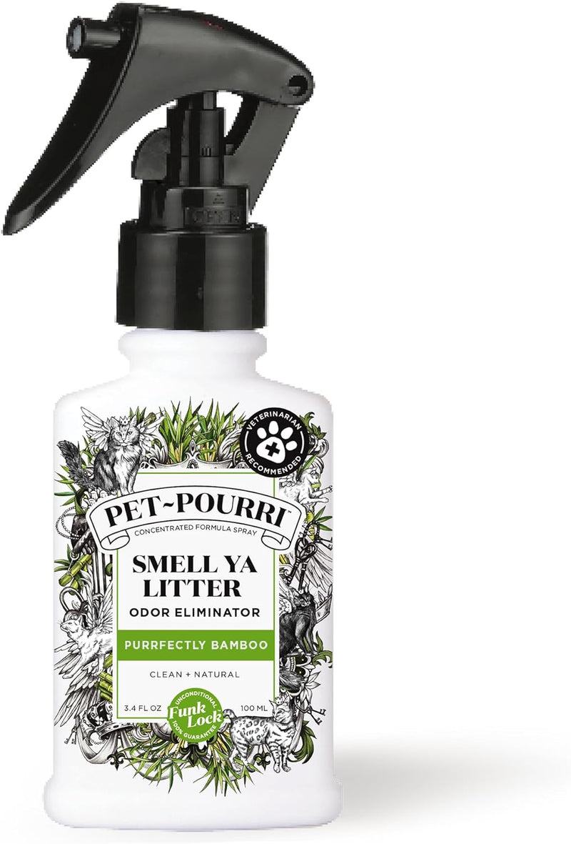 Pet-Pourri Smell Ya Litter Box Odor Freshener Spray, Purrfectly Bamboo, 3.4 Fl Oz - Bamboo (Veterinarian Recommended)