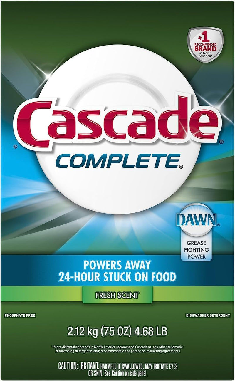 Complete Powder Dishwasher Detergent, Fresh Scent, 75 Oz, White